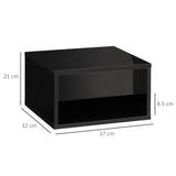 Floating Bedside Table Set of 2 Wall Mounted Nightstand W/ Drawer Black