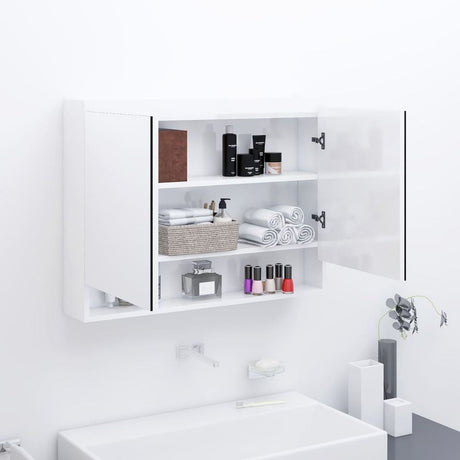 Bathroom Mirror Cabinet 80x15x60 cm MDF Shining Black