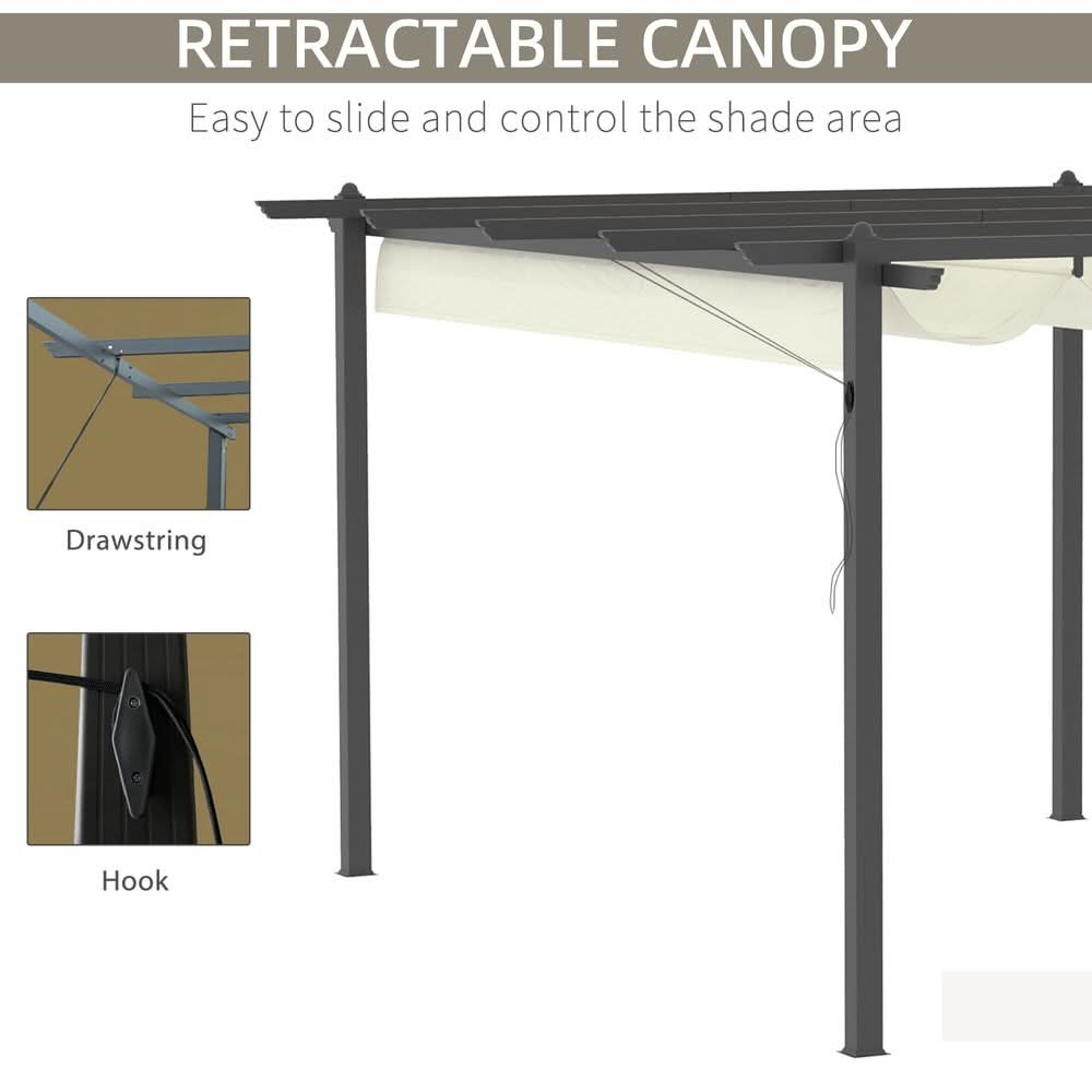 4 x 3m Aluminum Pergola Gazebo Retractable Roof CanopyCream White