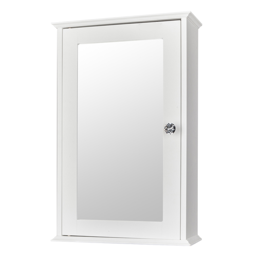 Single Door Mirror Indoor Bathroom Wall Mounted Cabinet Shelf White