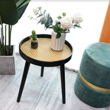 Cane Black Round Side Table