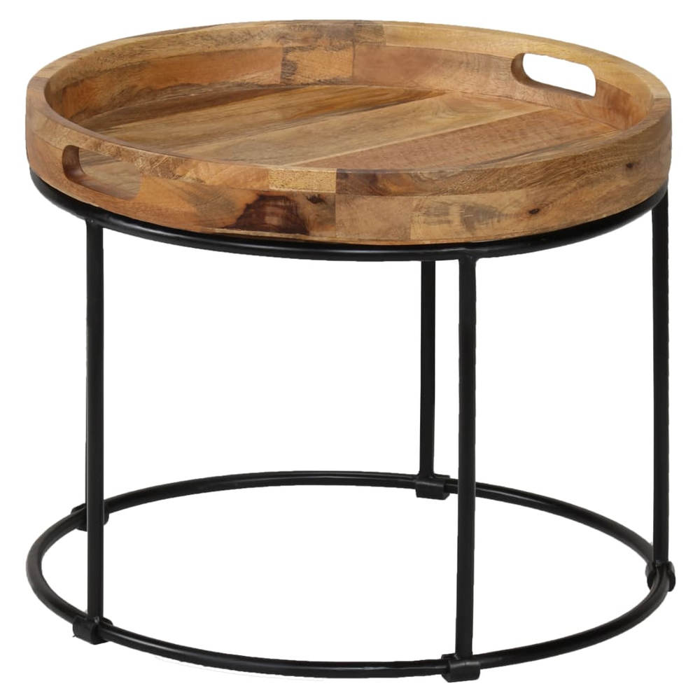 Coffee Table Solid Mange Wood and Steel 50x40 cm