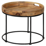 Coffee Table Solid Mange Wood and Steel 50x40 cm