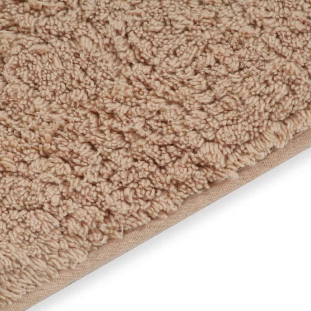 Bathroom Mat Set 2 Pieces Fabric Beige