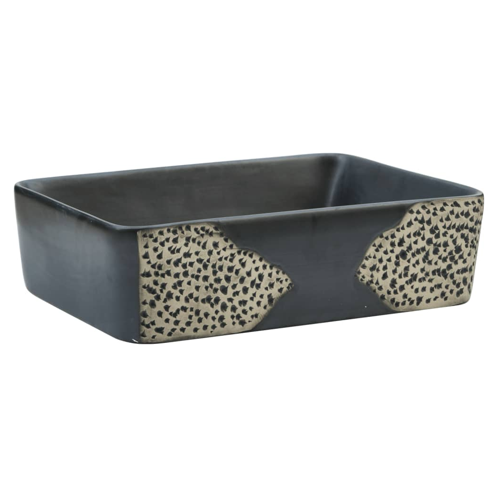 Countertop Basin Black Rectangular 46x35.5x13 cm Ceramic