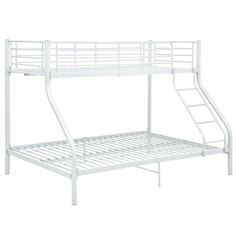 Bunk Bed Frame White Metal 140x200 cm/90x200 cm