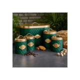 Neo Emerald Green Embossed 5 Piece Kitchen Canister Set