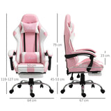 Racing Gaming Chair w/ Lumbar Support, Home Office Desk Gamer Recliner, Pink