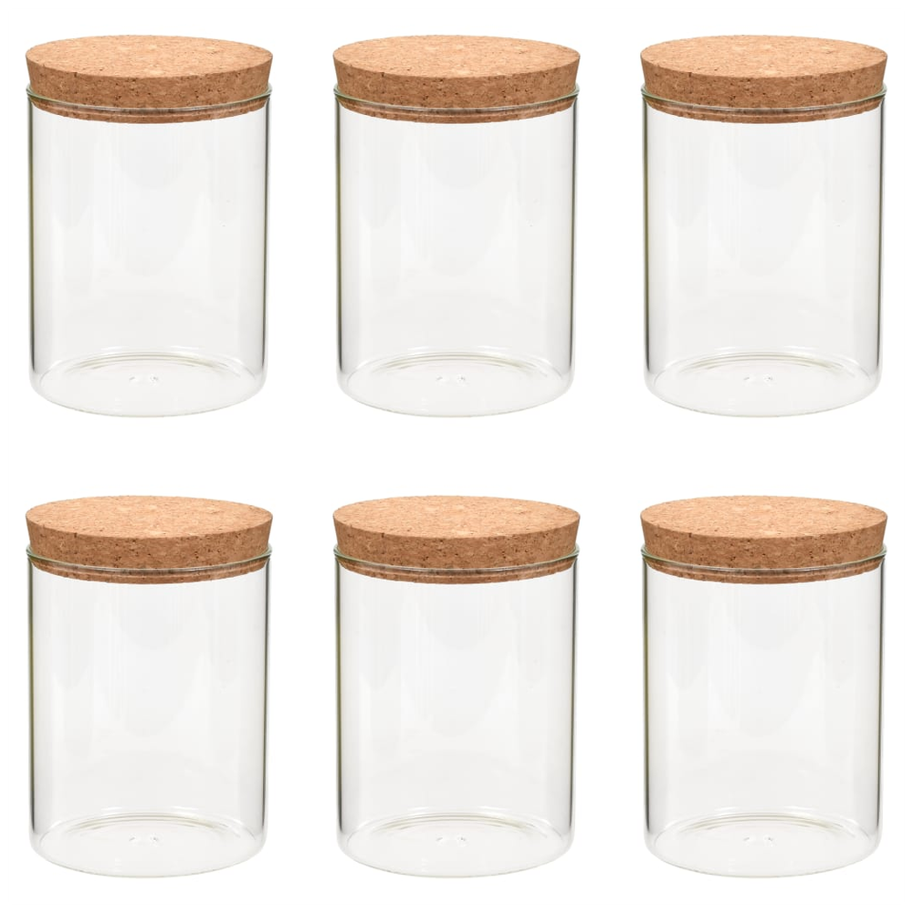 Storage Glass Jars with Cork Lid 6 pcs 650 ml