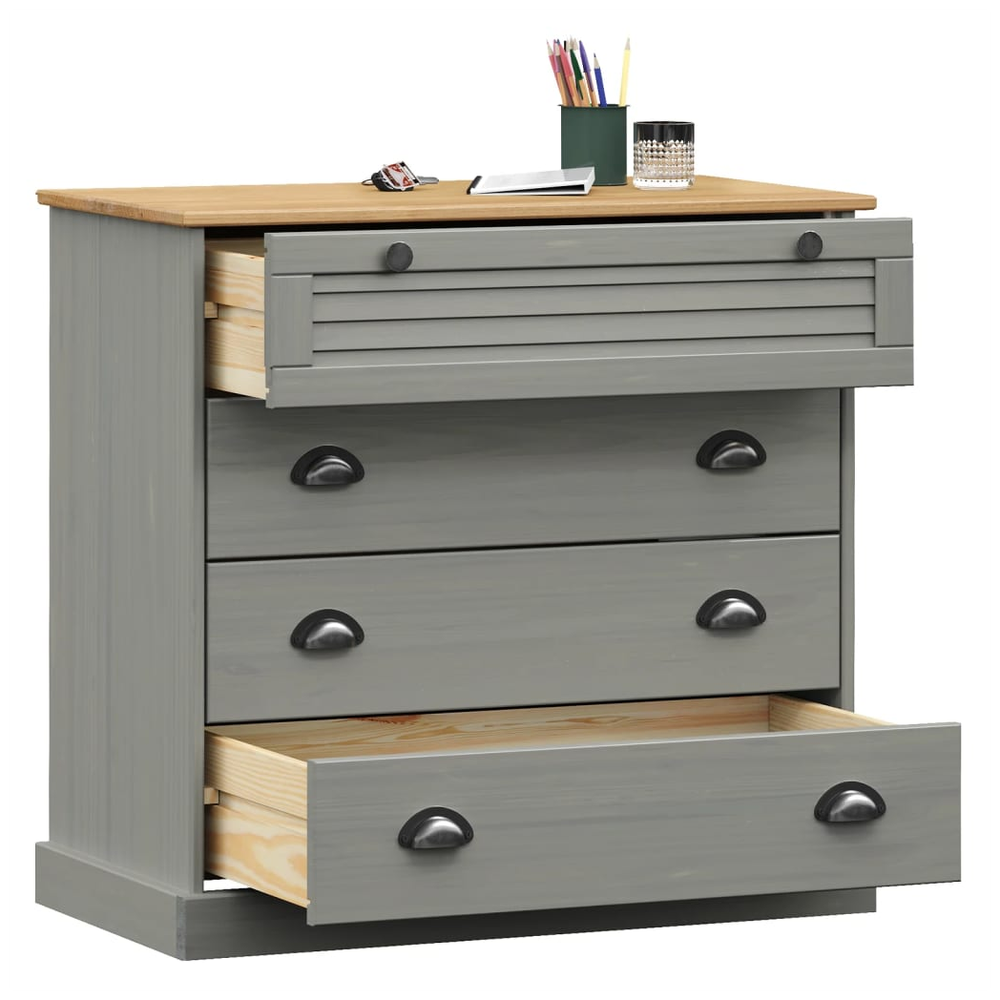 Chest of Drawers VIGO Grey 80x40x76 cm Solid Wood Pine