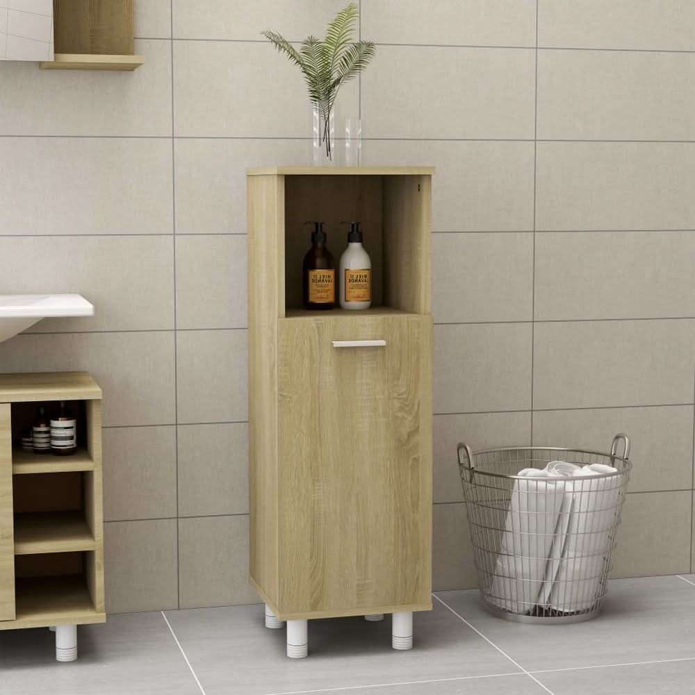 Bathroom Cabinet Smoked Oak 30x30x95 cm Engineered Wood