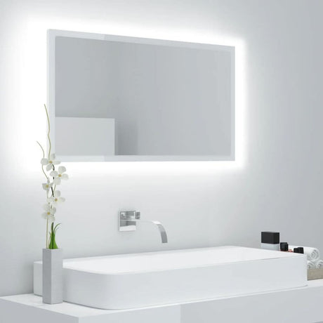 LED Bathroom Mirror White 80x8.5x37 cm Acrylic