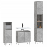 3 Piece Bathroom Furniture Set Concrete Grey Engineered Wood