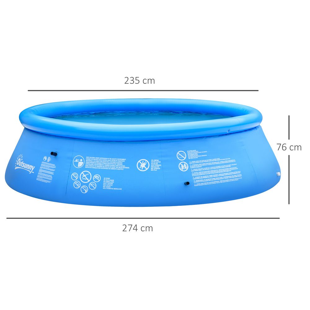 274cmx76cm Round Paddling Inflatable Swimming Pool Family-Sized & Hand Pump Blue