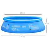 274cmx76cm Round Paddling Inflatable Swimming Pool Family-Sized & Hand Pump Blue