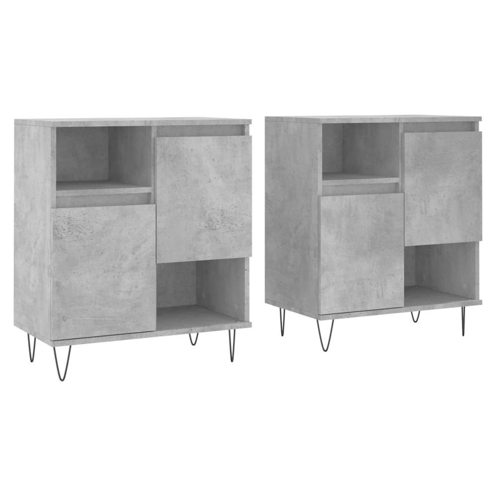 Sideboards 2 pcs Concrete Grey Engineered Wood