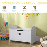 Kids Wooden Toy Children Box Storage Organizer Side Handle White HOMCOM