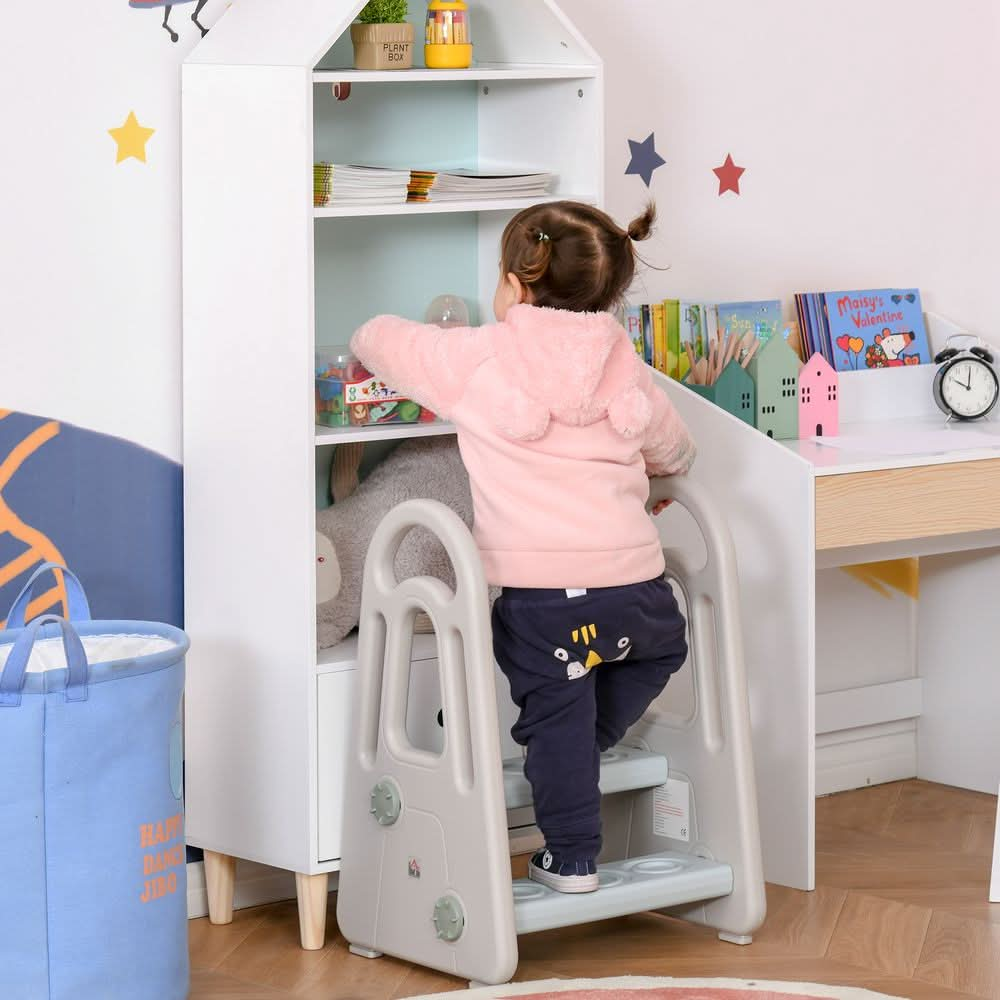 Two-Step Stool for Kids Toddlers with Handle for Toilet Potty Training