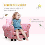 Cute Cloud Star Kids Children Armchair Mini Seat Wood w/ Footrest Padding Pink