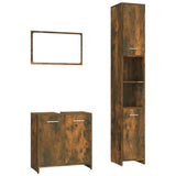 3 Piece Bathroom Furniture Set Smoked Oak Engineered Wood