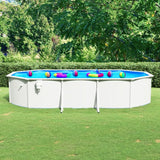 Swimming Pool with Steel Wall Oval 610x360x120 cm White