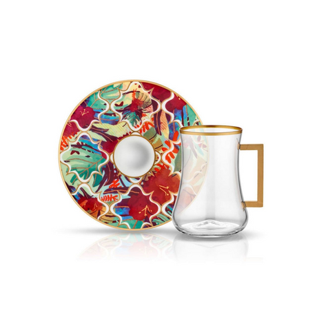 Dervish with Handle Amazon Tropic Tea Glass and Saucer