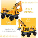 No Power Ride on Excavator Digger Music Light for 2-3 Years Old Yellow