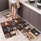 1pc brown coffee kitchen rug, non-slip machine washable flannel floor mat, suitable for hallway door kitchens