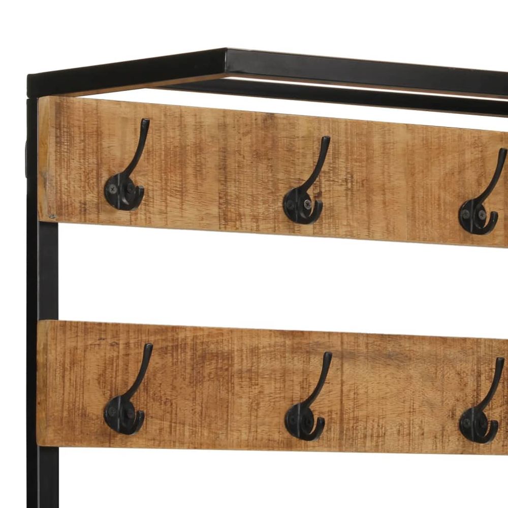 Coat Rack with Shoe Storage 68x30x182 cm Solid Rough Mango Wood