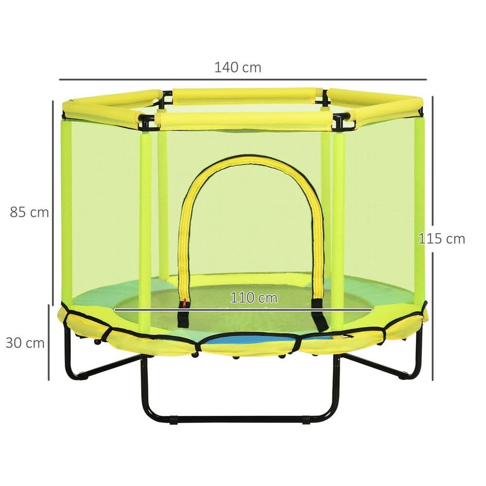 4.6 FT Trampoline with Enclosure Net Bungee Gym, Yellow