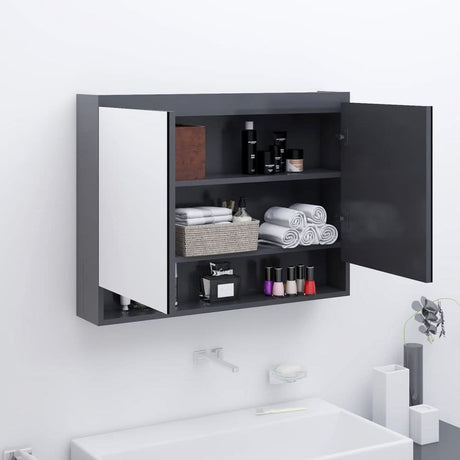 Bathroom Mirror Cabinet 80x15x60 cm MDF Shining Black