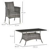 Rattan Garden Furniture Dining Set 6-seater Patio Rectangular Table Cube Chairs