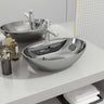 Ceramic Bathroom Sink Basin Faucet/Overflow Hole Black Oval