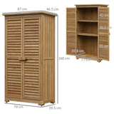 Wooden Garden Storage Shed Unit, 3-Tier Shelves Tool Cabinet Organizer