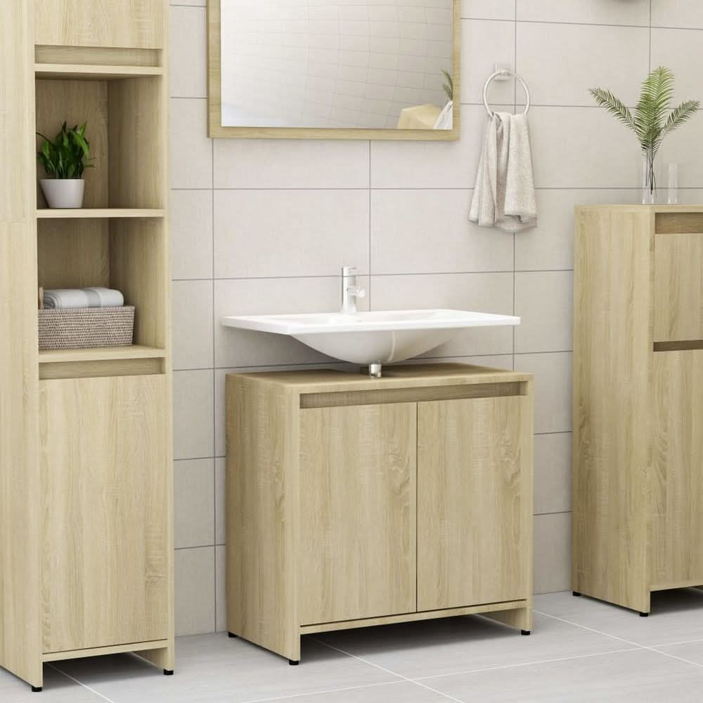 Bathroom Cabinet Smoked Oak 60x33x61 cm Engineered Wood