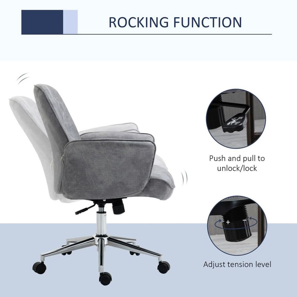 Swivel Computer Office Chair Mid Back Desk Chair for Home, Light Grey