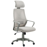 Mesh Back Office Chair w/ Adjustable Height Padded Headrest Grey Vinsetto