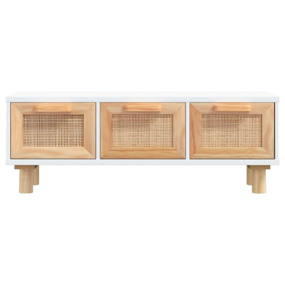 Coffee Table White 80x40x30 cm Engineered Wood&Solid Wood Pine