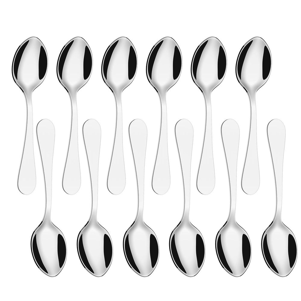 Tea Spoons, Set Stainless Steel Coffee Tea Dessert 14cm (Silver)