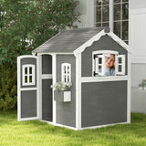 Wooden Wendy House for Kids with Floor, for Gardens, Patios - Grey