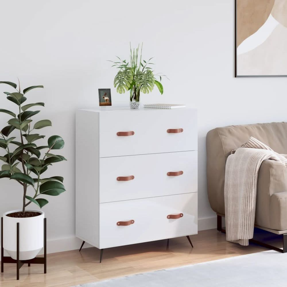 Chest of Drawers High Gloss White 69.5x34x90 cm Engineered Wood