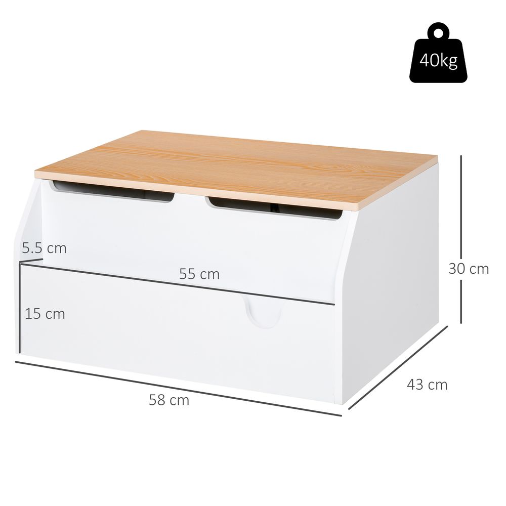 Wooden Kids Toy Box Children Storage Chest Organiser Book Slot White