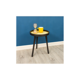 Cane Black Round Side Table