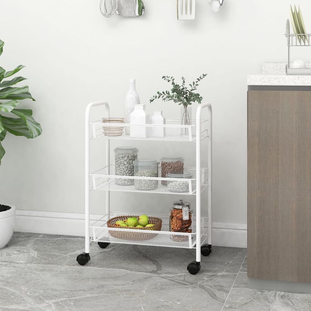 3 - 5 Tier Kitchen Trolley Black, White & Grey 46x26x64 cm to 46 x 26 x 105 cm Iron