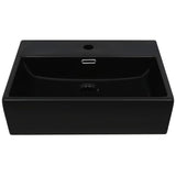 Basin with Faucet Hole Ceramic Black 51.5x38.5x15 cm