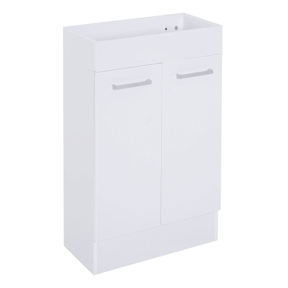 Bathroom Vanity Unit Wash Basin Base Cabinet Two Doors With Ceramic Sink  White