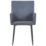 Dining Chairs with Armrests 2 pcs Grey Faux Suede Leather