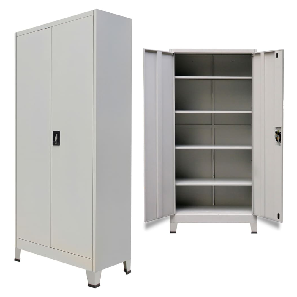 Office Cabinet with 2 Doors Steel 90x40x180cm Grey