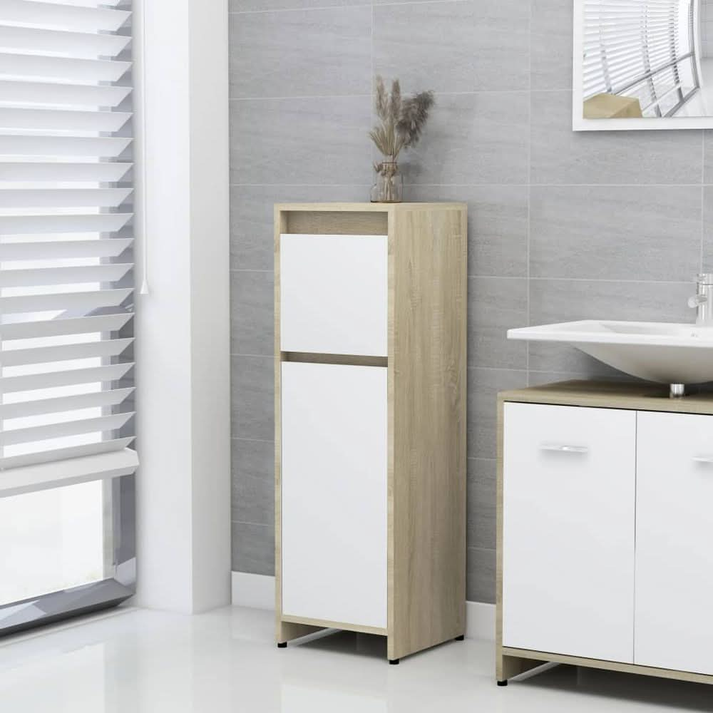 Bathroom Cabinet Smoked Oak 30x30x95 cm Engineered Wood