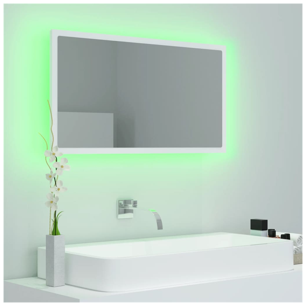 LED Bathroom Mirror White 80x8.5x37 cm Acrylic